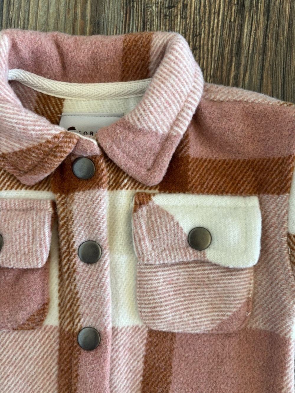 Fornia Kids Shacket 6 Months Pink Camel Plaid Snap Buttons Baby Shirt Jacket - Picture 9 of 10
